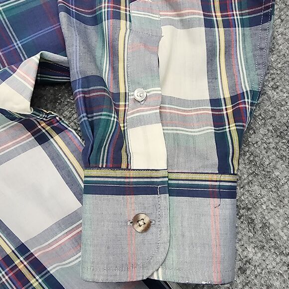 Eddie Bauer Shirt Mens Large Plaid Marin Poplin Long Sleeve Button Down VTG 90s - Picture 16 of 16